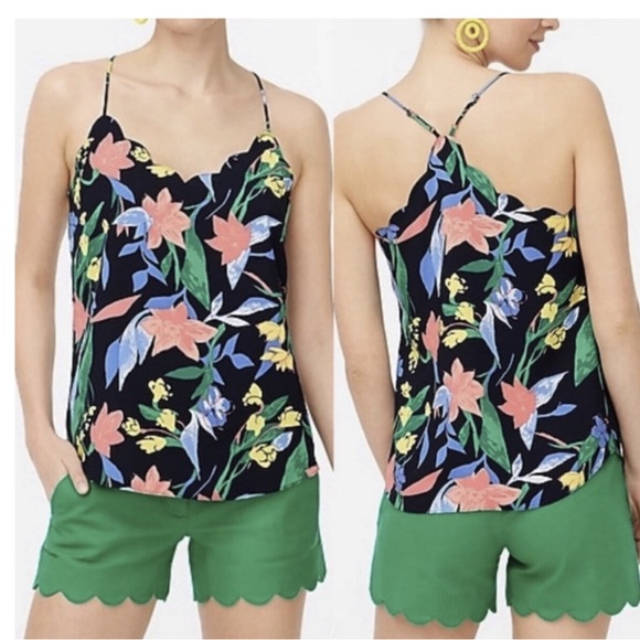 J Crew Scalloped Racerback Camisole Sz 2 - Picture 2 of 4